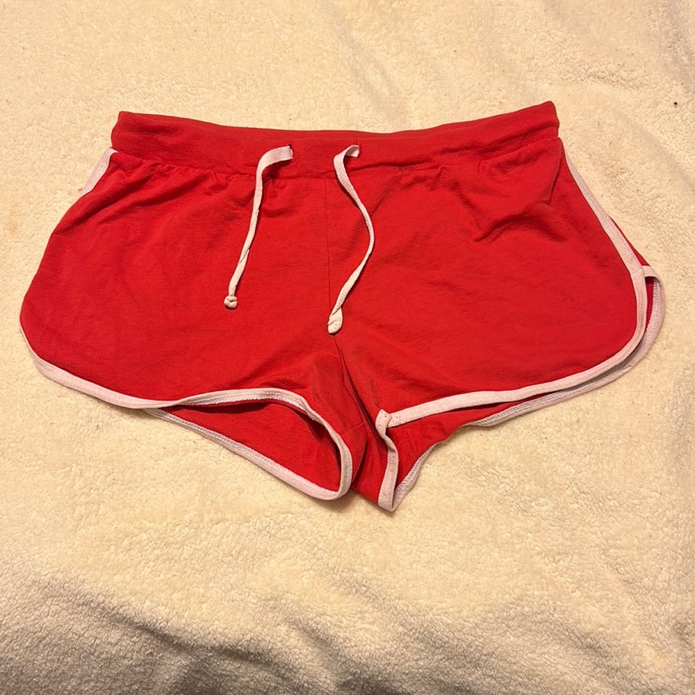 Red booty shorts